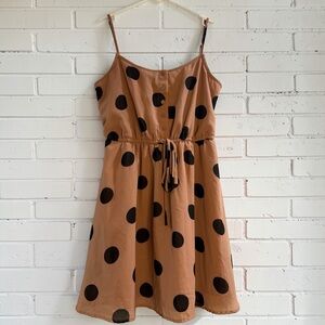 Forever 21 Polka Dot Mini Dress Tie Waist Blush Black Size Small